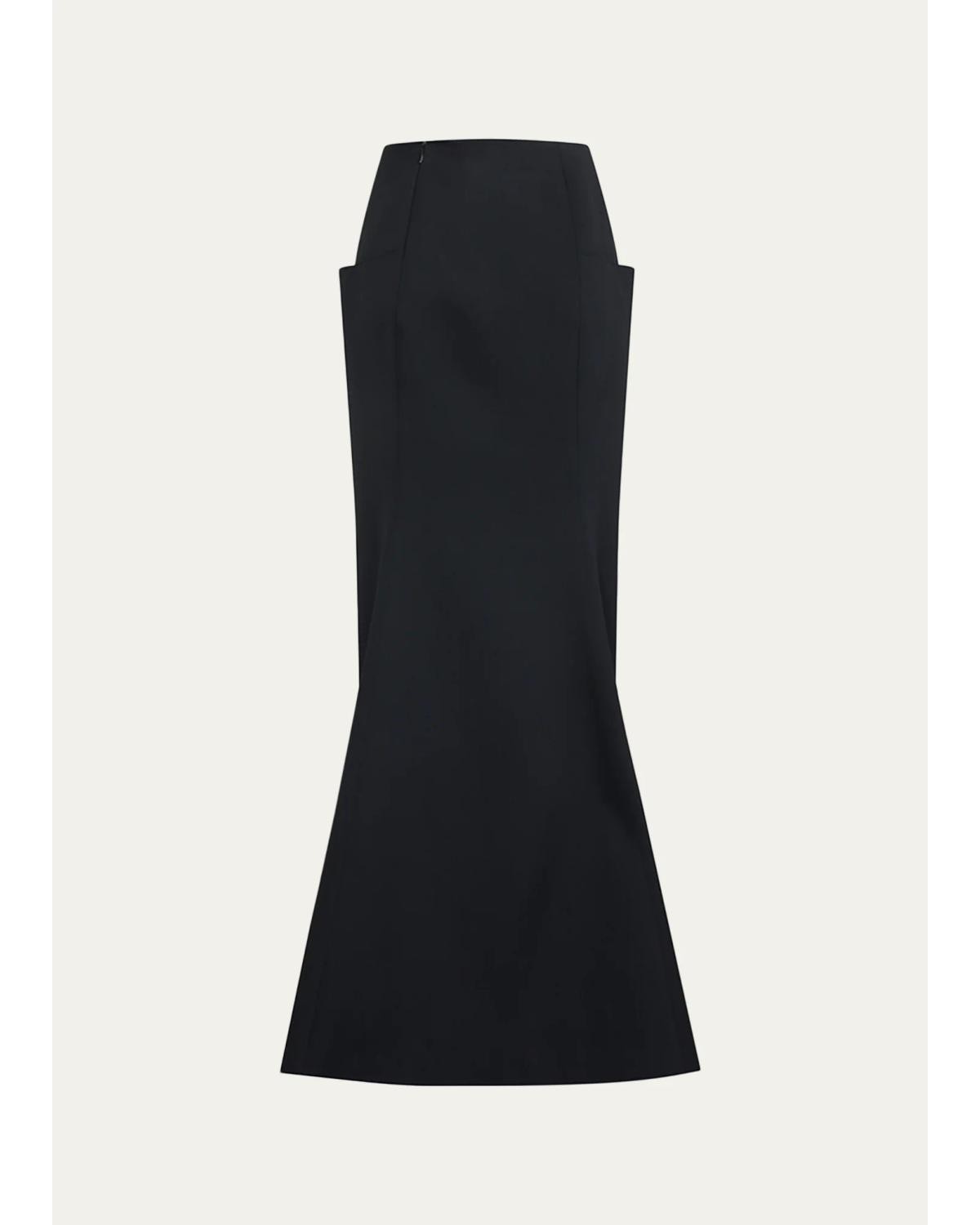 Alaïa Sculptural Wool Crepe Maxi Column Skirt