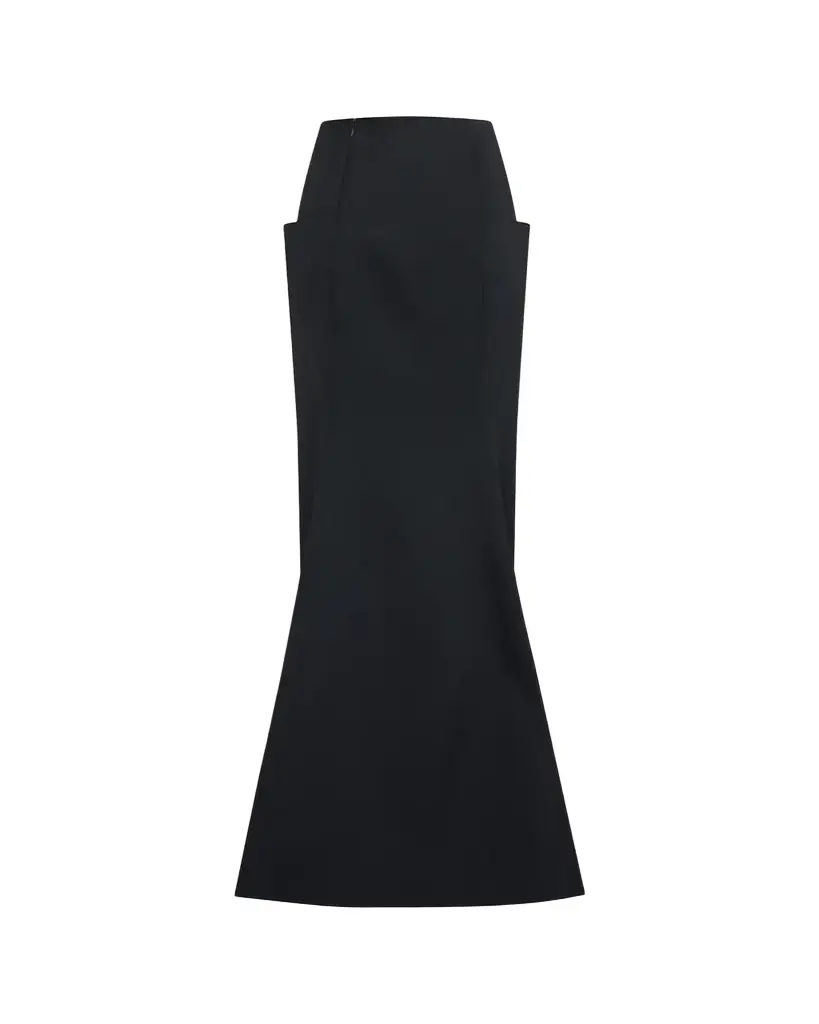 Alaïa Sculptural Wool Crepe Maxi Column Skirt