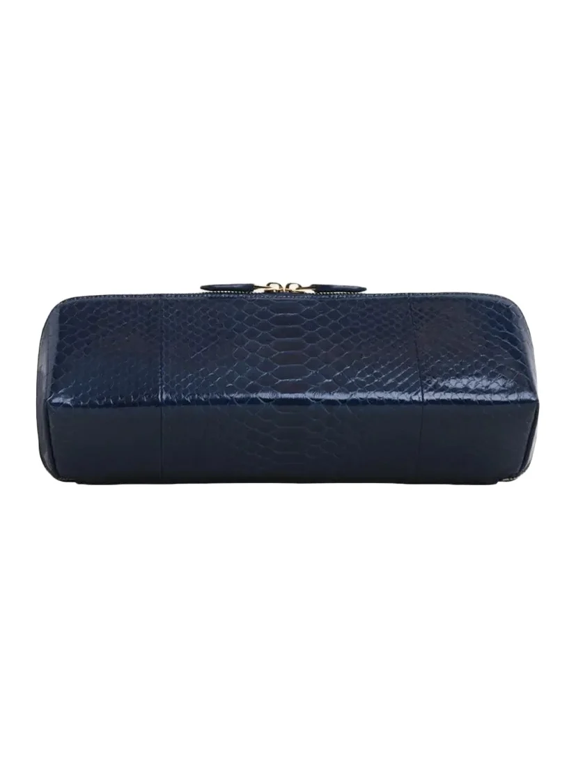 Alaïa Delta Snakeskin Leather Clutch Bag