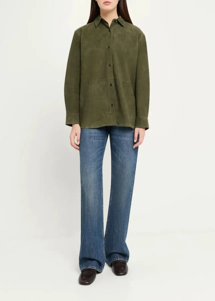 Theory Long-Sleeve Suede Menswear Shirt | Thumbnail 2 Theory Long-Sleeve Suede Menswear Shirt | Thumbnail 2