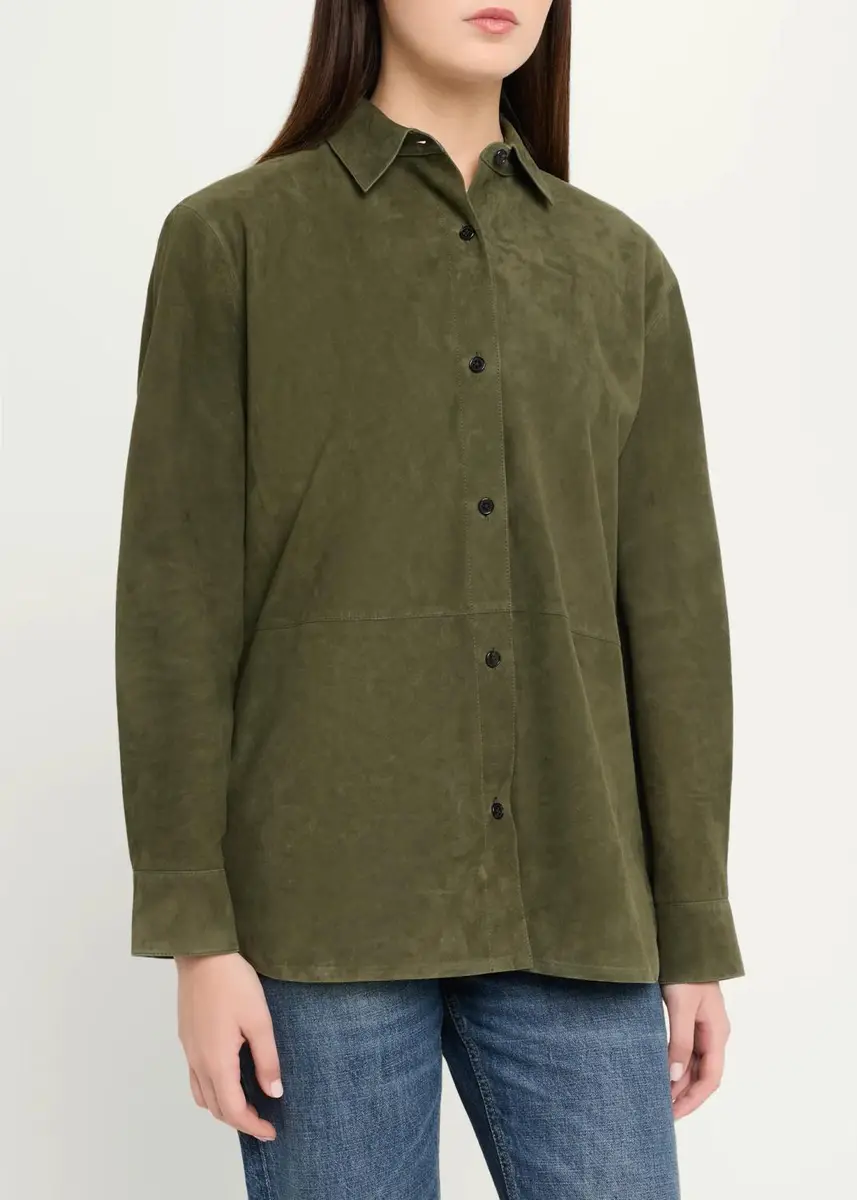 Theory Long-Sleeve Suede Menswear Shirt | Thumbnail 4 Theory Long-Sleeve Suede Menswear Shirt | Thumbnail 4