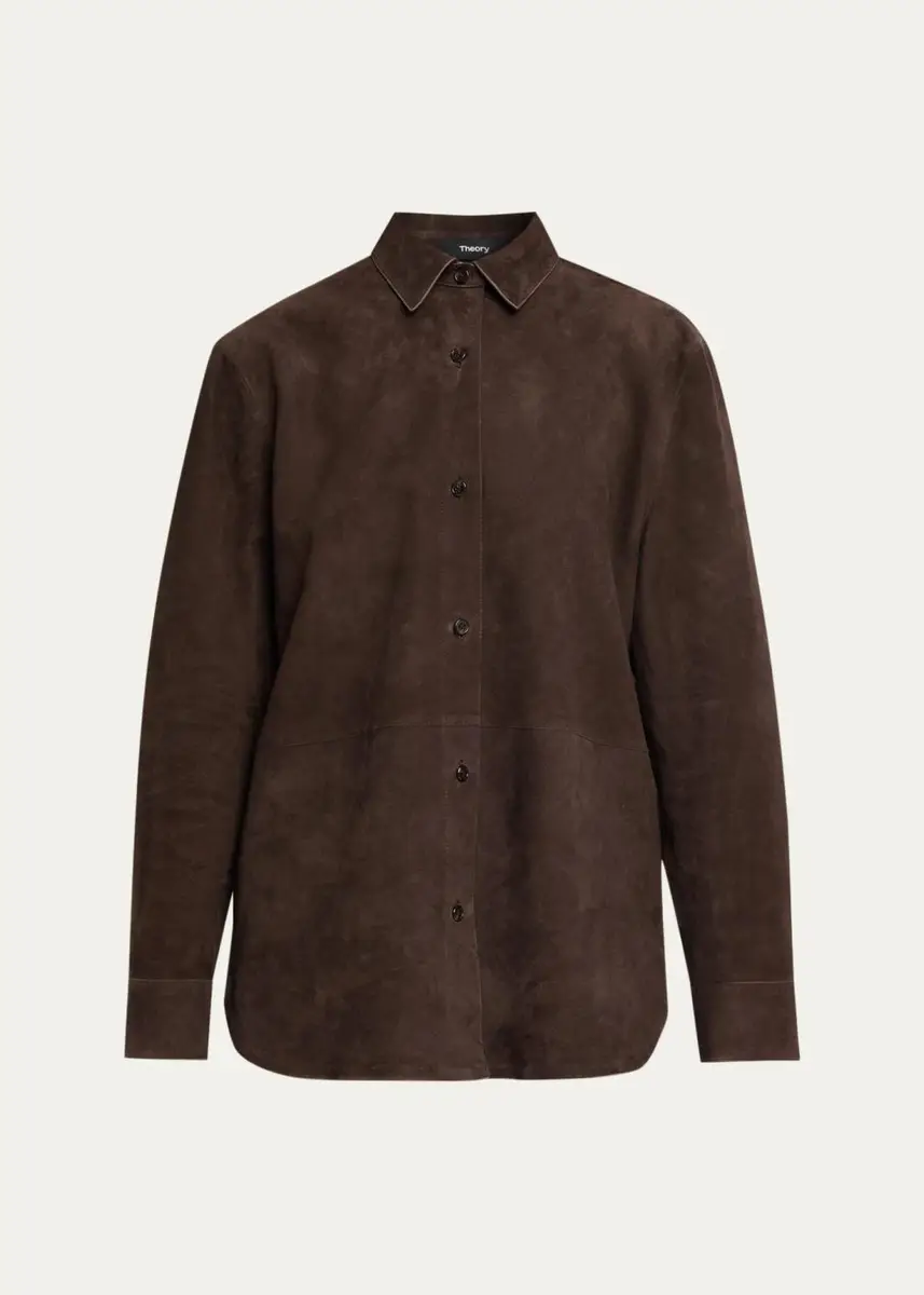 Theory Long-Sleeve Suede Menswear Shirt | Thumbnail 6 Theory Long-Sleeve Suede Menswear Shirt | Thumbnail 6