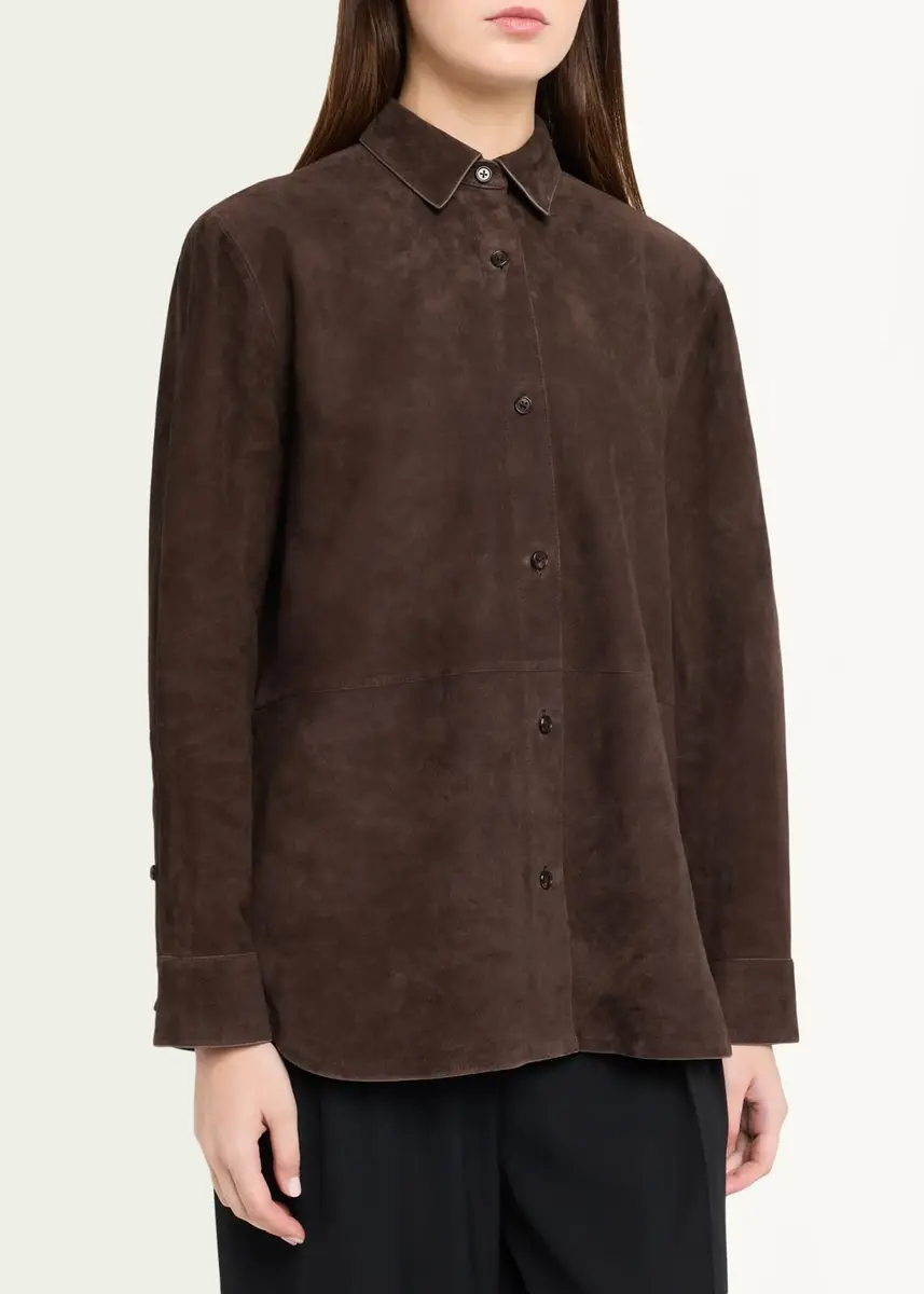 Theory Long-Sleeve Suede Menswear Shirt | Thumbnail 9 Theory Long-Sleeve Suede Menswear Shirt | Thumbnail 9