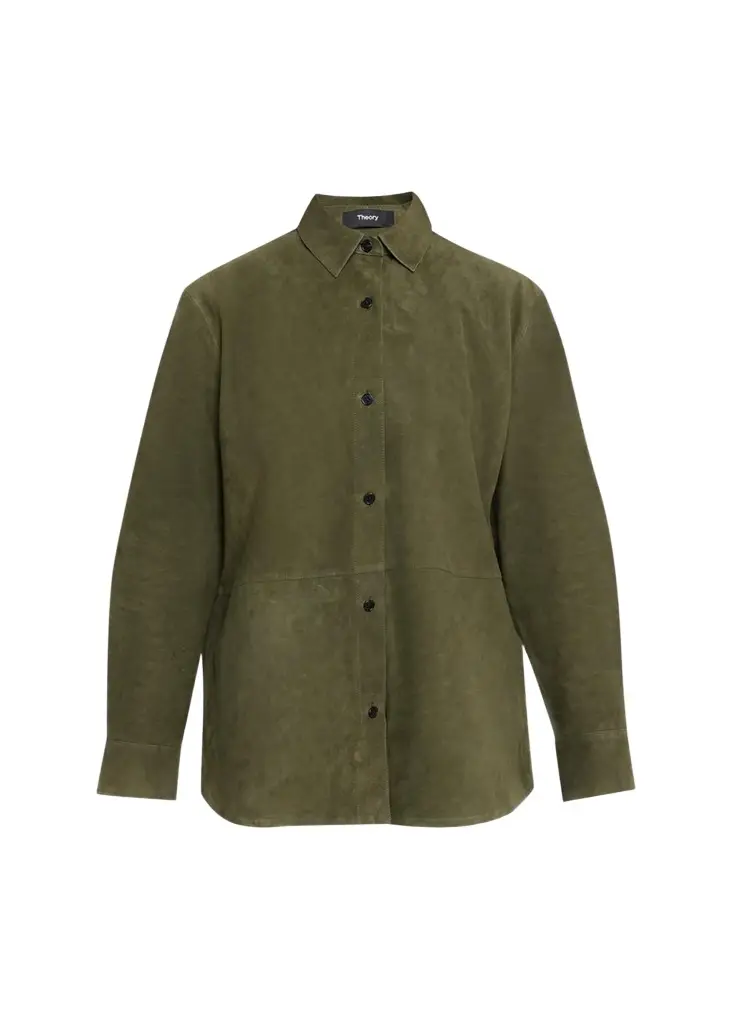 Theory Long-Sleeve Suede Menswear Shirt