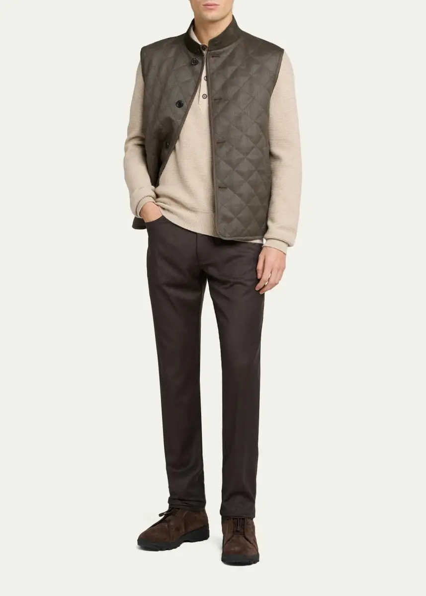Zegna Men's Wool Flannel Straight Fit Five-Pocket Pants | Thumbnail 2 Zegna Men's Wool Flannel Straight Fit Five-Pocket Pants | Thumbnail 2