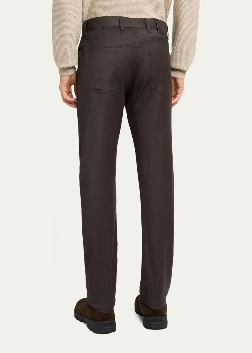 Zegna Men's Wool Flannel Straight Fit Five-Pocket Pants | Thumbnail 3 Zegna Men's Wool Flannel Straight Fit Five-Pocket Pants | Thumbnail 3
