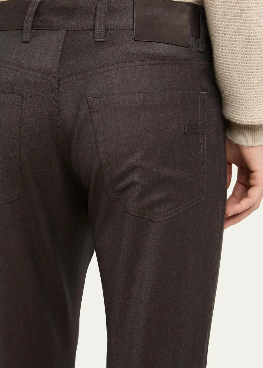 Zegna Men's Wool Flannel Straight Fit Five-Pocket Pants | Thumbnail 5 Zegna Men's Wool Flannel Straight Fit Five-Pocket Pants | Thumbnail 5