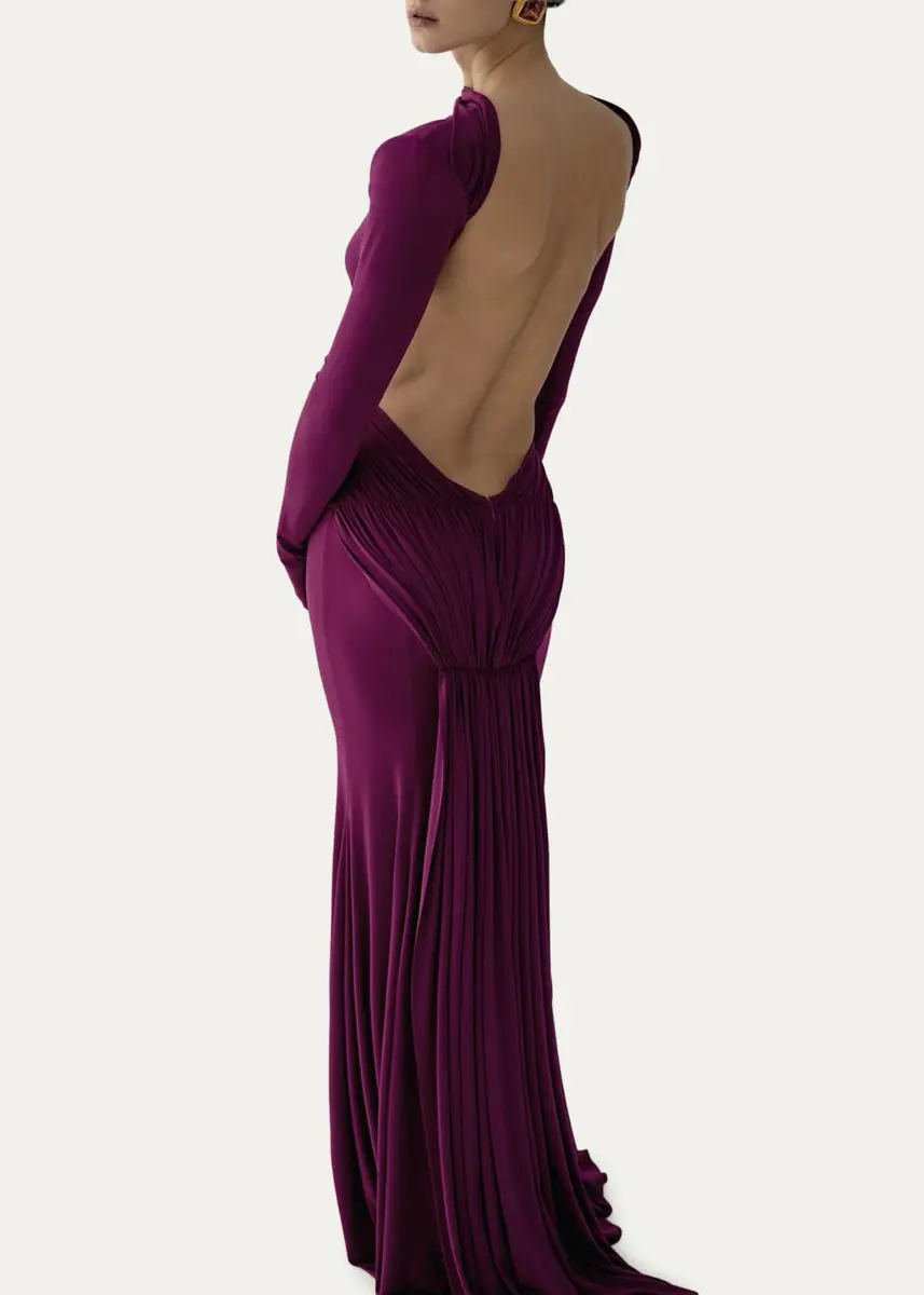The New Arrivals by Ilkyaz Ozel Baja Draped Backless Maxi Dress | Thumbnail 2 The New Arrivals by Ilkyaz Ozel Baja Draped Backless Maxi Dress | Thumbnail 2