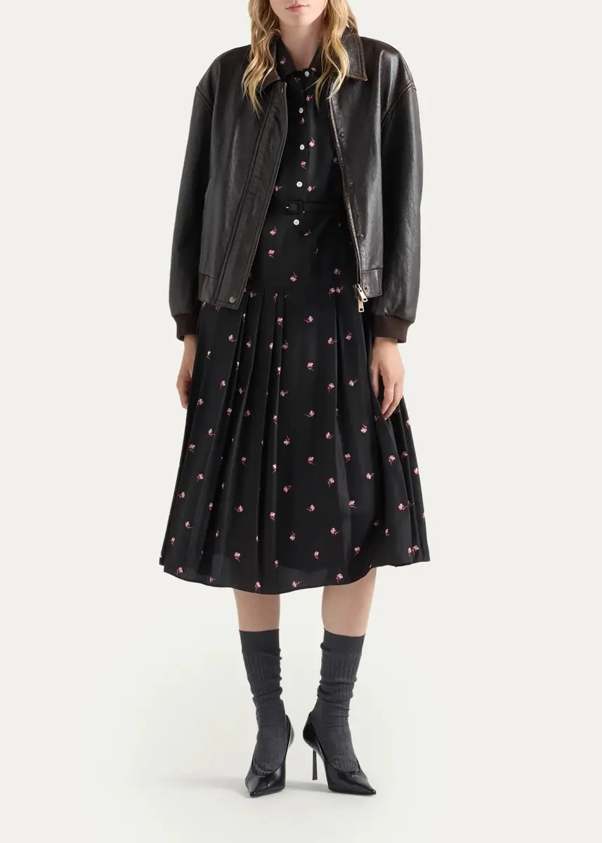 Prada Floral Belted Midi Dress | Thumbnail 2