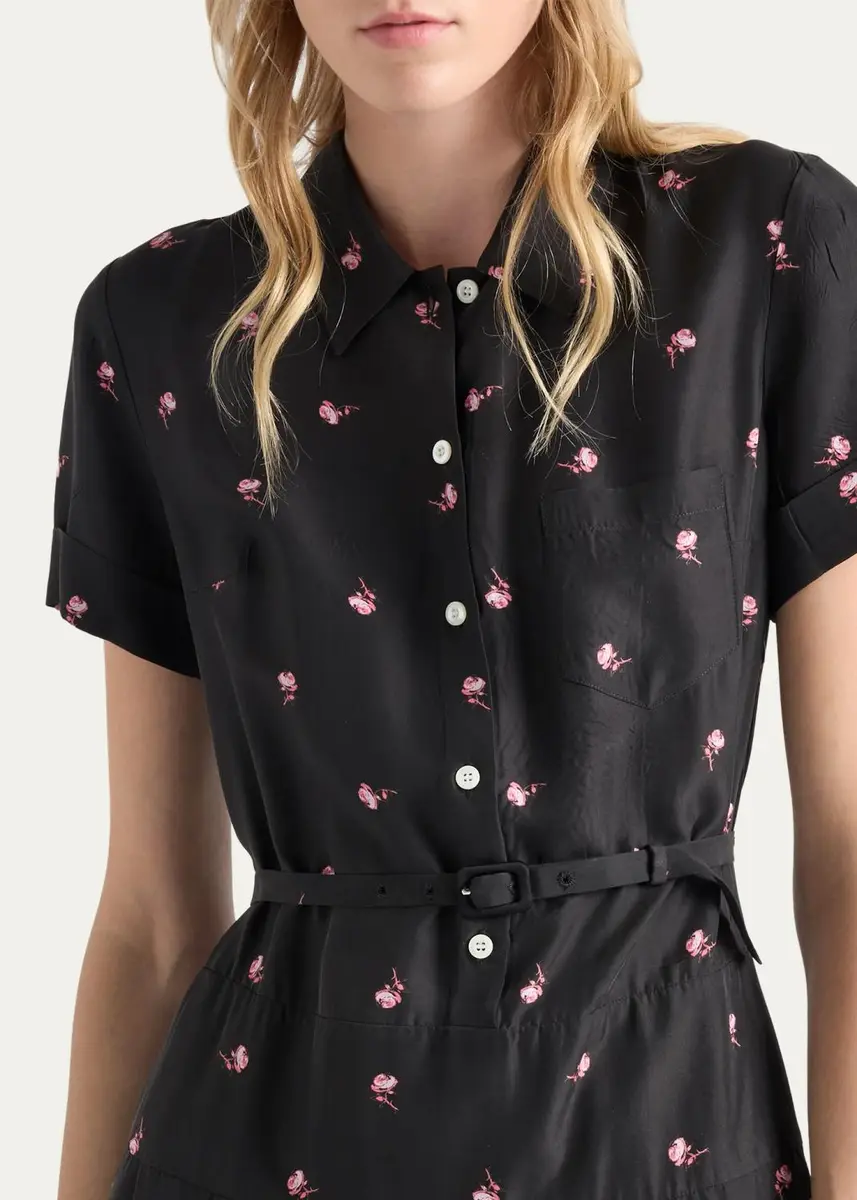Prada Floral Belted Midi Dress | Thumbnail 4