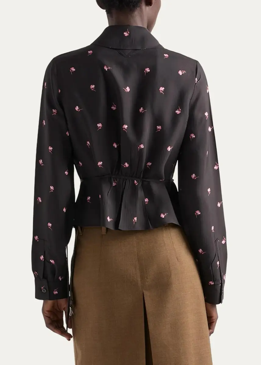 Prada Neck-Scarf Floral Silk Button-Down Blouse | Thumbnail 3 Prada Neck-Scarf Floral Silk Button-Down Blouse | Thumbnail 3