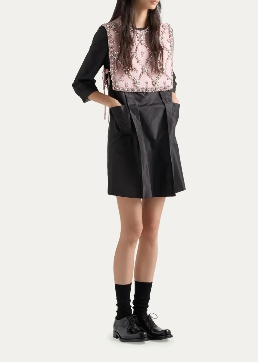 Prada Crystal Bib Silk Taffeta Mini Dress | Thumbnail 2 Prada Crystal Bib Silk Taffeta Mini Dress | Thumbnail 2