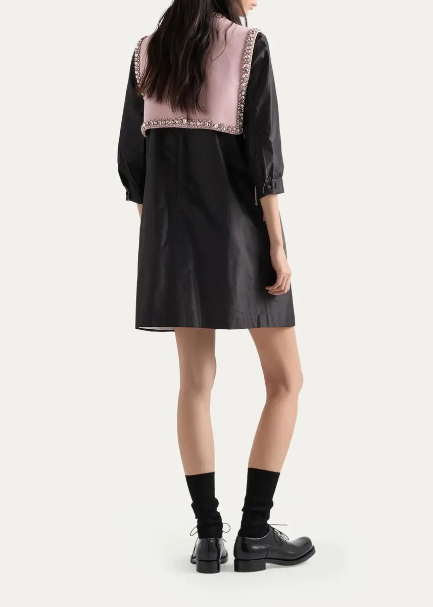 Prada Crystal Bib Silk Taffeta Mini Dress | Thumbnail 3 Prada Crystal Bib Silk Taffeta Mini Dress | Thumbnail 3