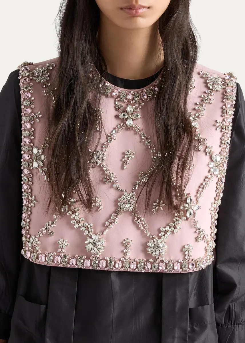 Prada Crystal Bib Silk Taffeta Mini Dress | Thumbnail 4 Prada Crystal Bib Silk Taffeta Mini Dress | Thumbnail 4