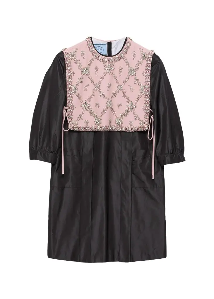 Crystal Bib Silk Taffeta Mini Dress Crystal Bib Silk Taffeta Mini Dress