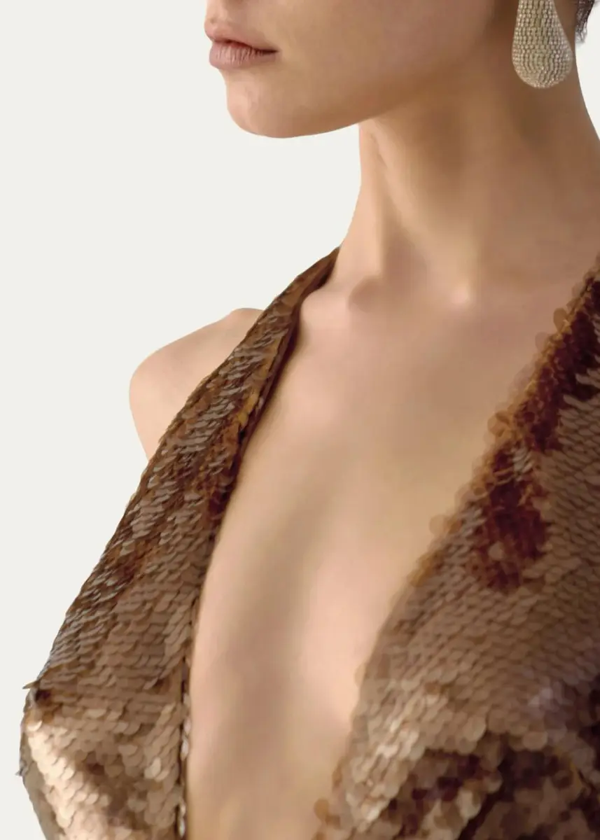 The New Arrivals by Ilkyaz Ozel Olympia Plunging Sequin Column Gown | Thumbnail 4 The New Arrivals by Ilkyaz Ozel Olympia Plunging Sequin Column Gown | Thumbnail 4