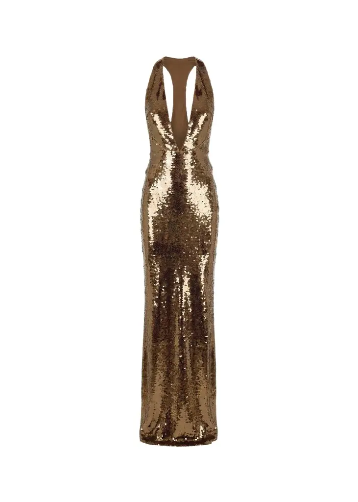 The New Arrivals by Ilkyaz Ozel Olympia Plunging Sequin Column Gown