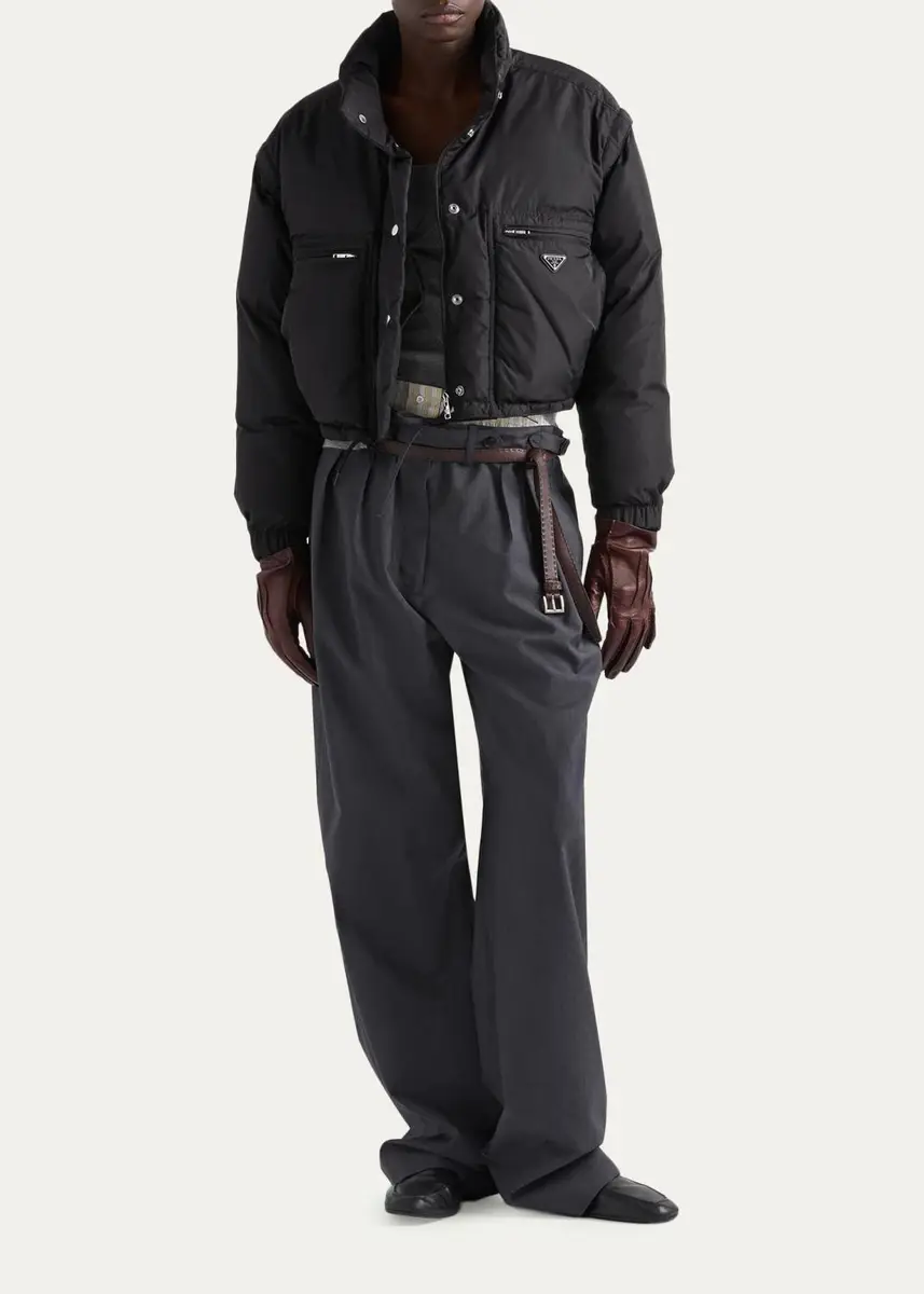Prada Re-Nylon Crop Down Jacket | Thumbnail 2 Prada Re-Nylon Crop Down Jacket | Thumbnail 2