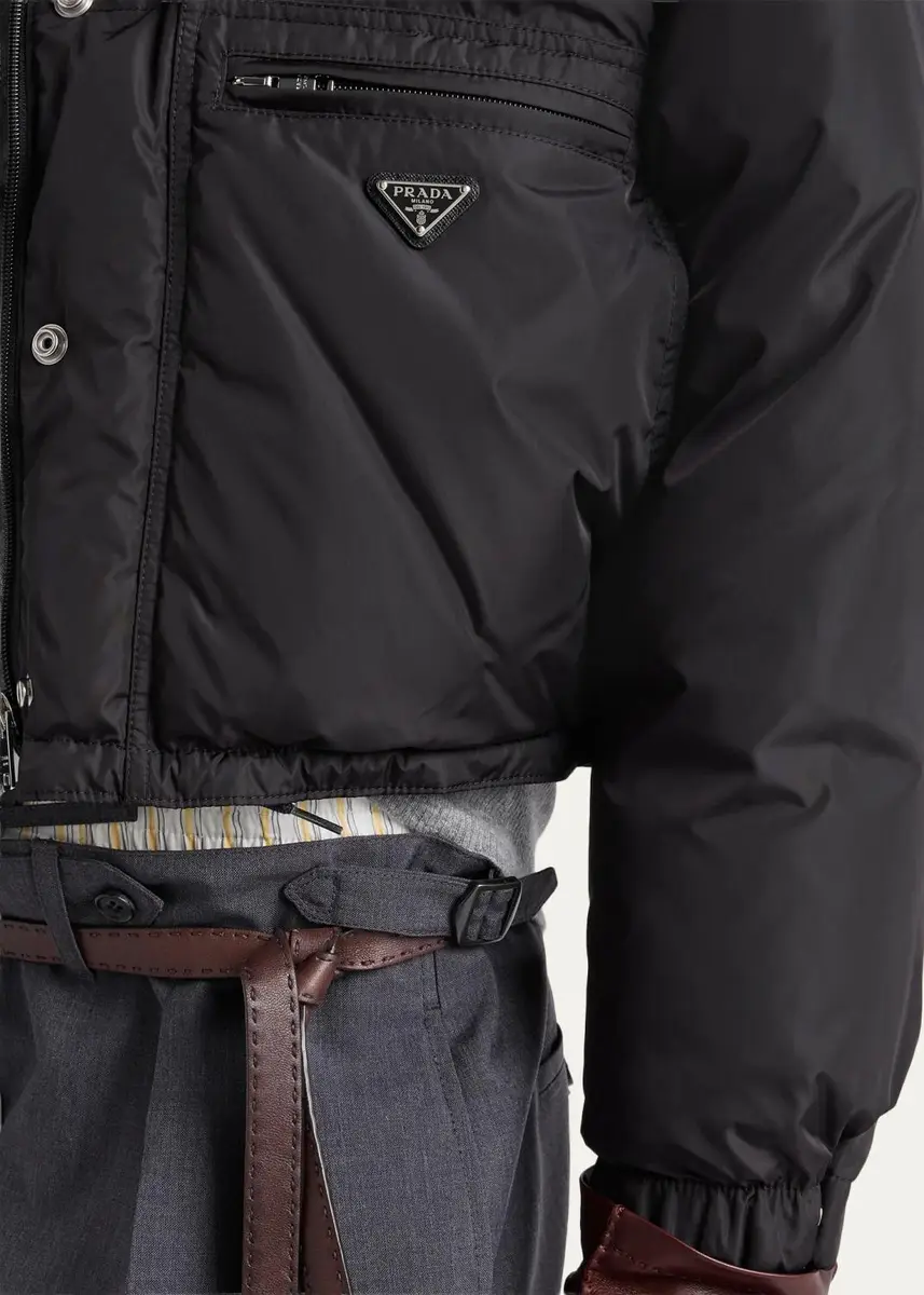 Prada Re-Nylon Crop Down Jacket | Thumbnail 5 Prada Re-Nylon Crop Down Jacket | Thumbnail 5