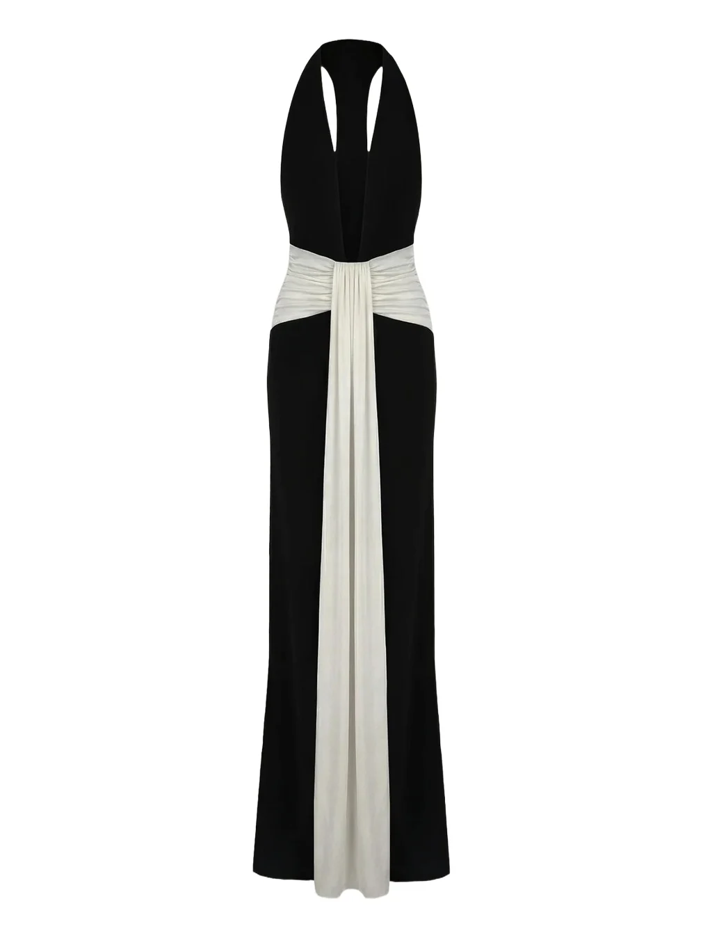 The New Arrivals by Ilkyaz Ozel Siwa Plunging Draped Maxi Dress