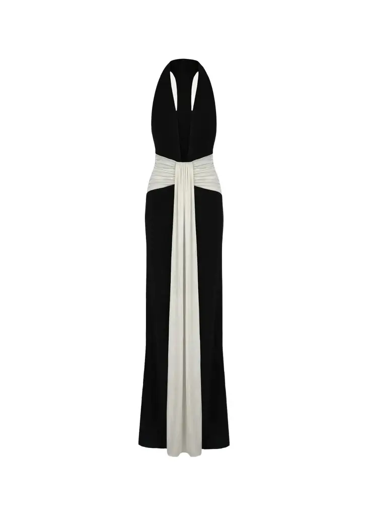 Siwa Plunging Draped Maxi Dress Siwa Plunging Draped Maxi Dress