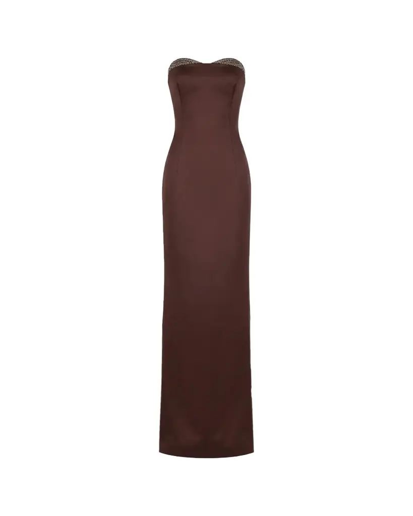 Noelie Strapless Crystal-Embellished Column Gown Noelie Strapless Crystal-Embellished Column Gown