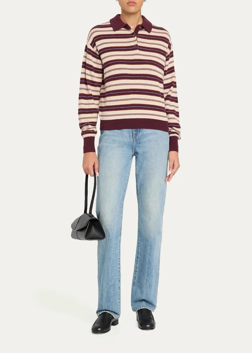 Guest In Residence Collegiate Striped Cashmere Polo Sweater | Thumbnail 2 Guest In Residence Collegiate Striped Cashmere Polo Sweater | Thumbnail 2