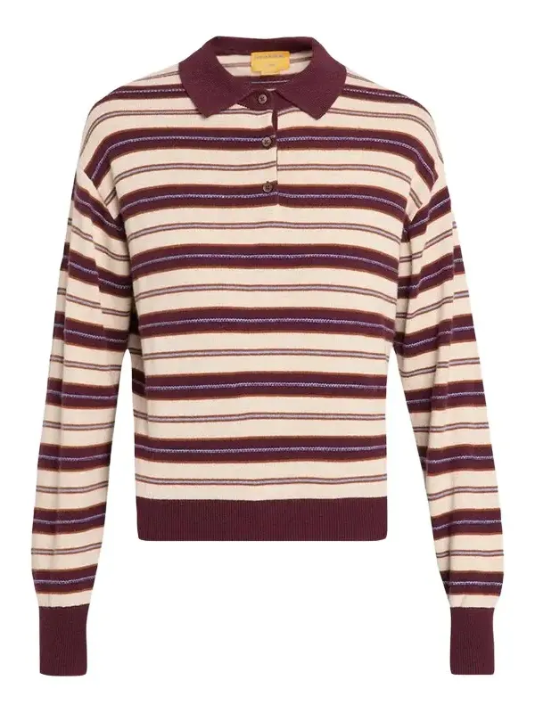 Collegiate Striped Cashmere Polo Sweater Collegiate Striped Cashmere Polo Sweater