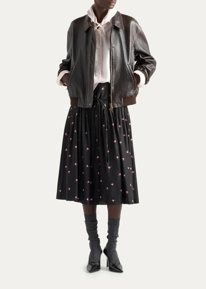 Prada Floral Silk-Blend A-Line Midi Skirt | Thumbnail 2 Prada Floral Silk-Blend A-Line Midi Skirt | Thumbnail 2