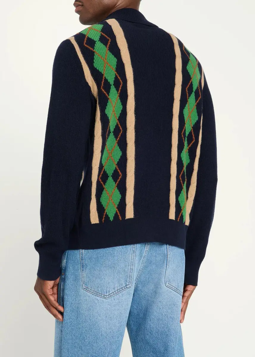 Guest In Residence Men's Argyle Cashmere Shirt | Thumbnail 3 Guest In Residence Men's Argyle Cashmere Shirt | Thumbnail 3