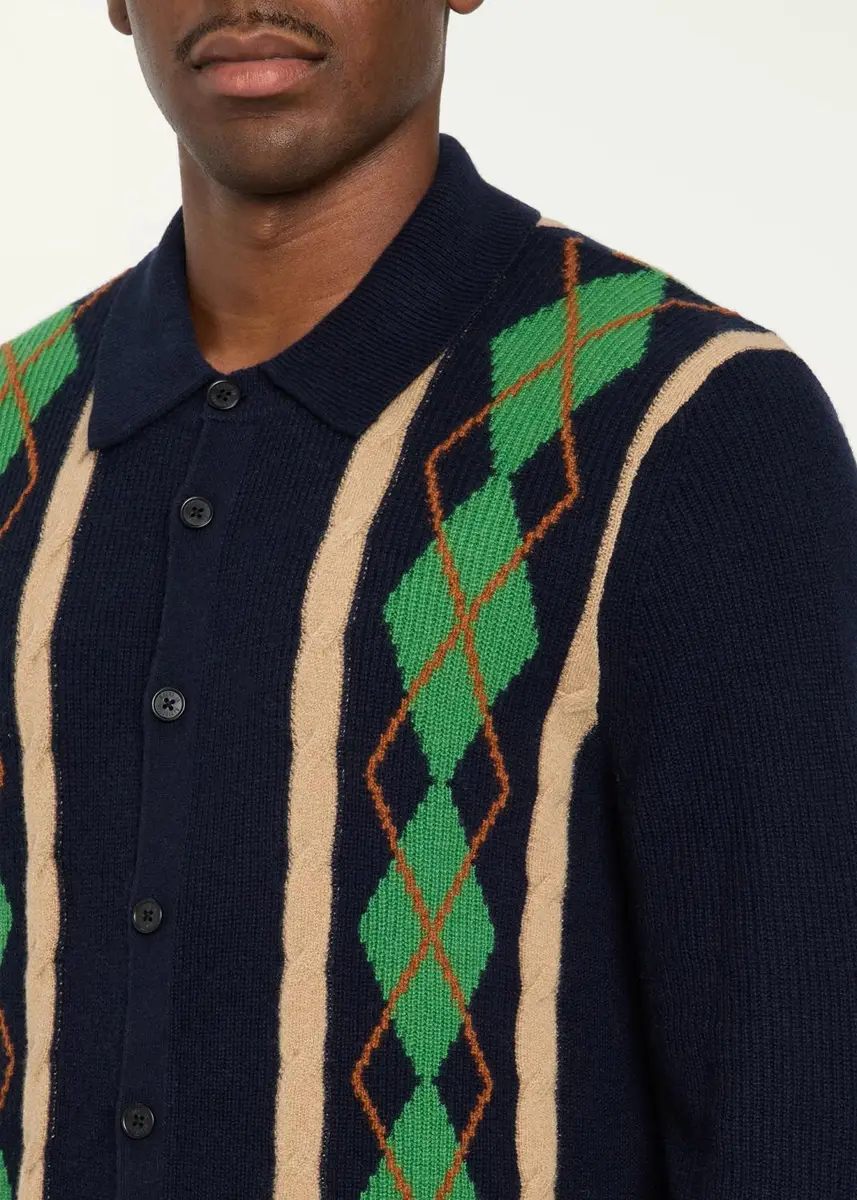 Guest In Residence Men's Argyle Cashmere Shirt | Thumbnail 5 Guest In Residence Men's Argyle Cashmere Shirt | Thumbnail 5