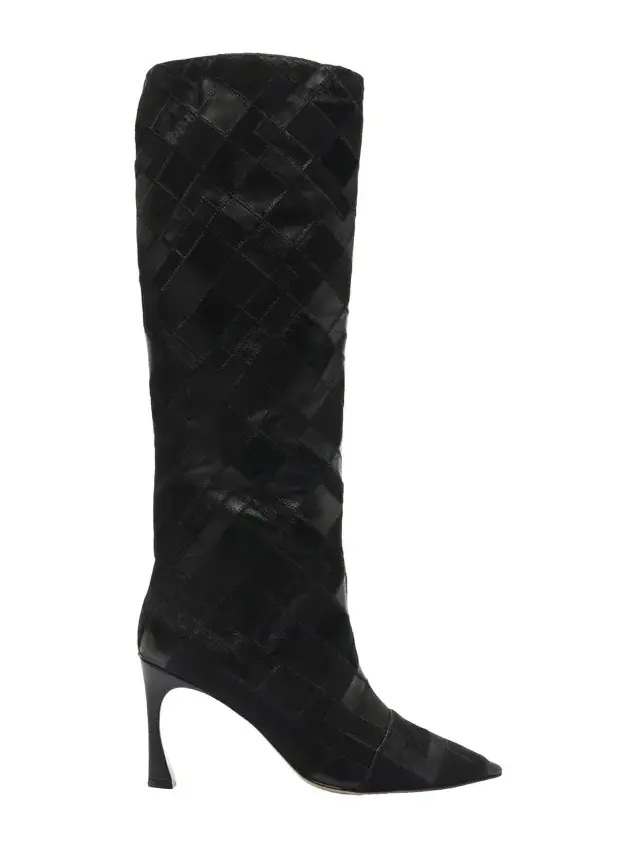 85mm Annelise Patchwork Leather Knee-High Boots 85mm Annelise Patchwork Leather Knee-High Boots