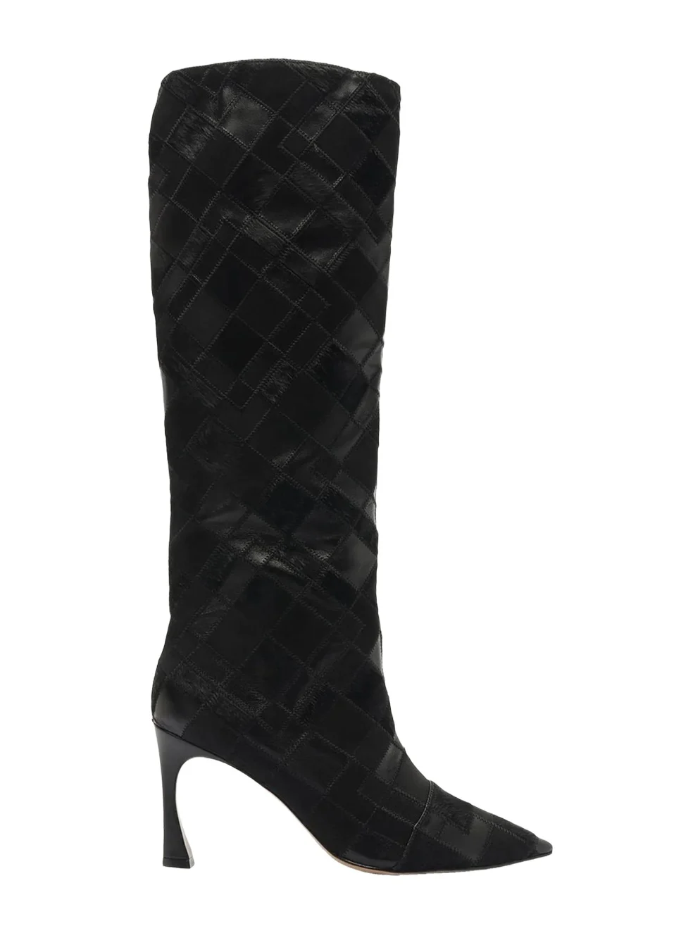 85mm Annelise Patchwork Leather Knee-High Boots