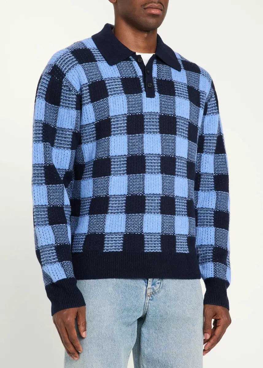 Guest In Residence Men's Wool & Cashmere Polo Sweater | Thumbnail 4