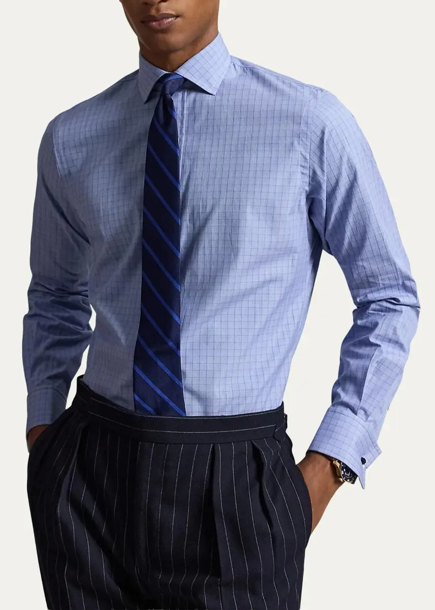 Polo Ralph Lauren Men's Custom Fit Plaid French Cuff Shirt | Thumbnail 4