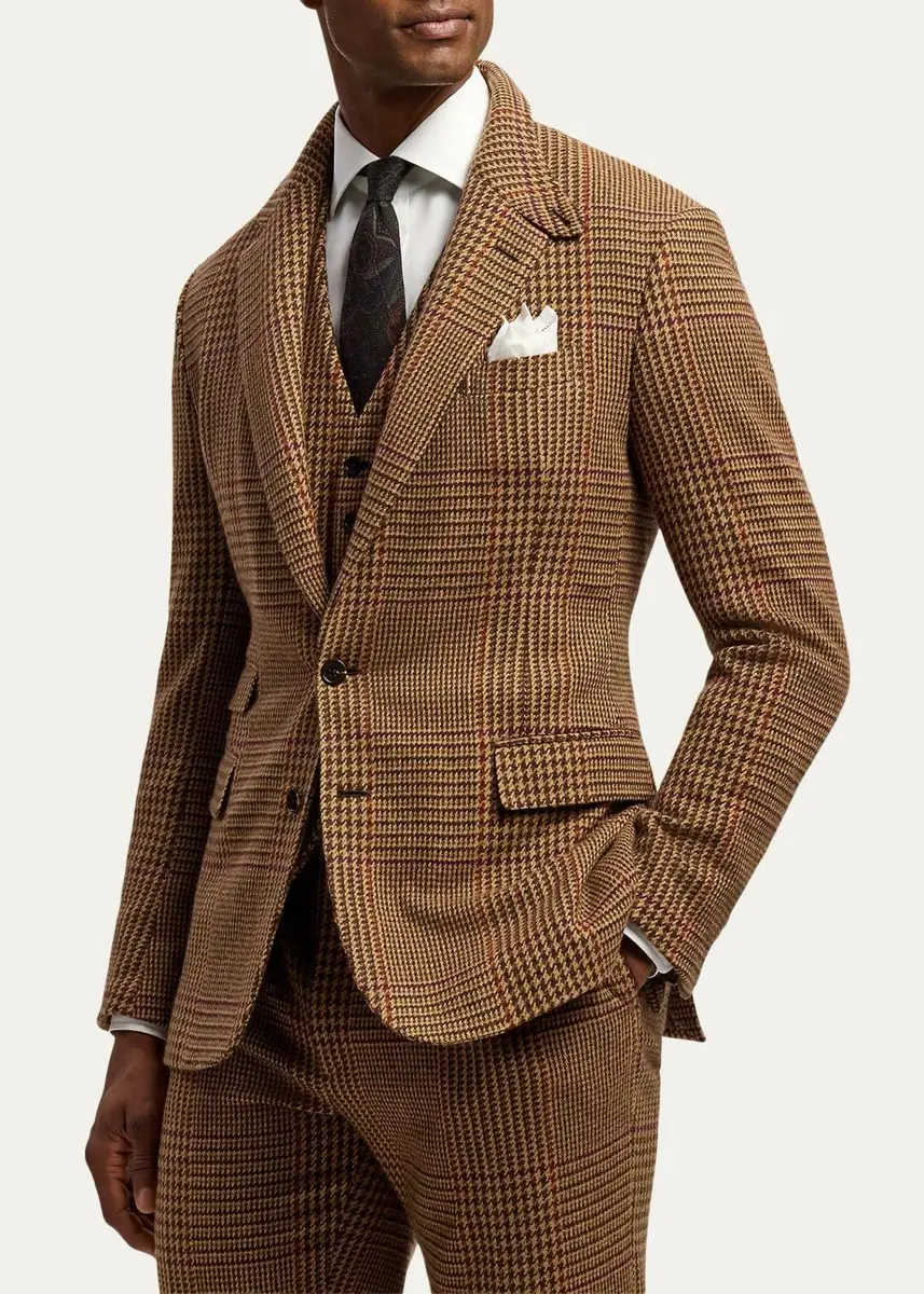 Ralph Lauren Purple Label Men's Glenn Hand-Tailored Plaid Suit Jacket | Thumbnail 4