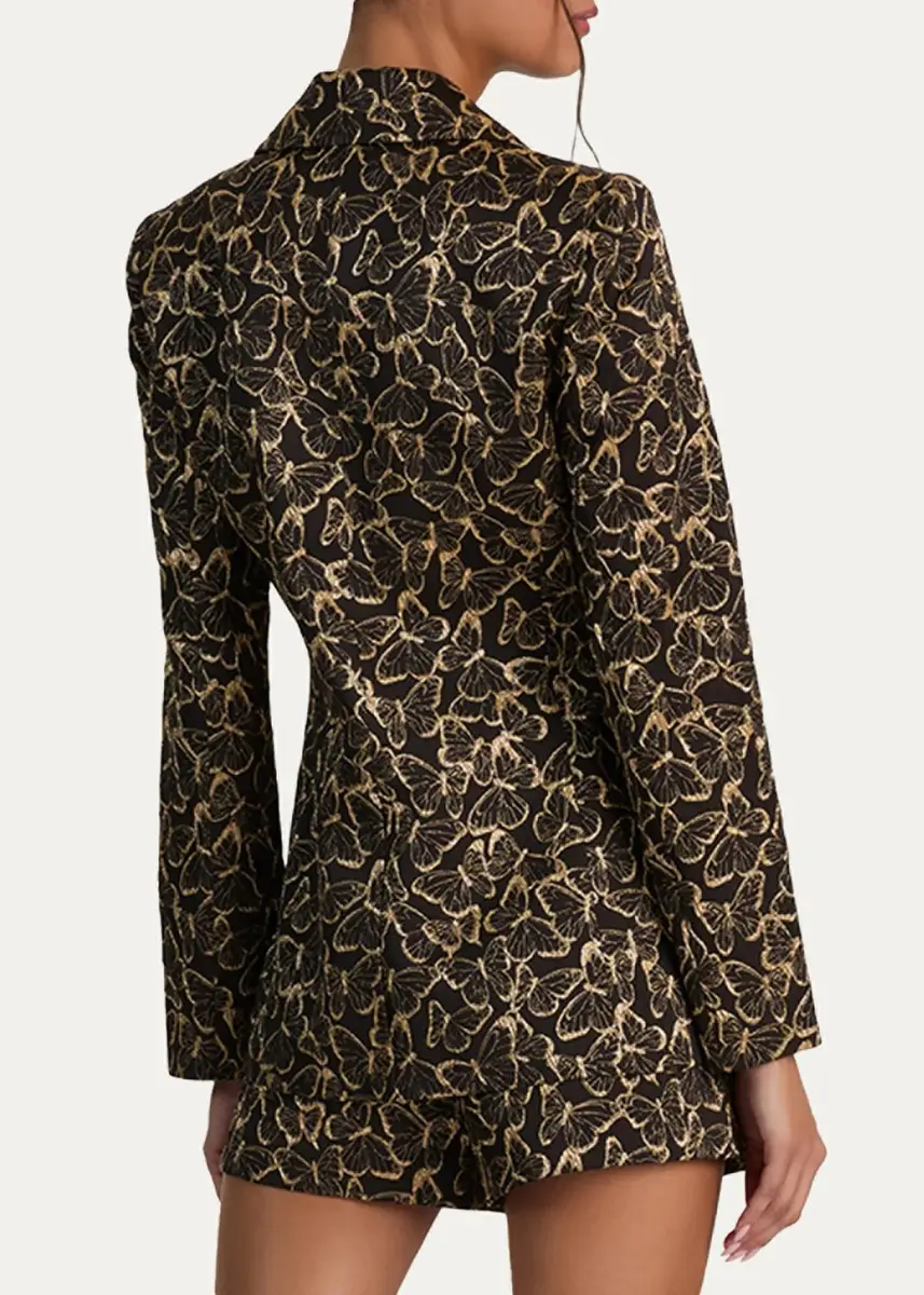 Alice + Olivia Macey Butterfly Jacquard Single-Breasted Blazer | Thumbnail 3 Alice + Olivia Macey Butterfly Jacquard Single-Breasted Blazer | Thumbnail 3
