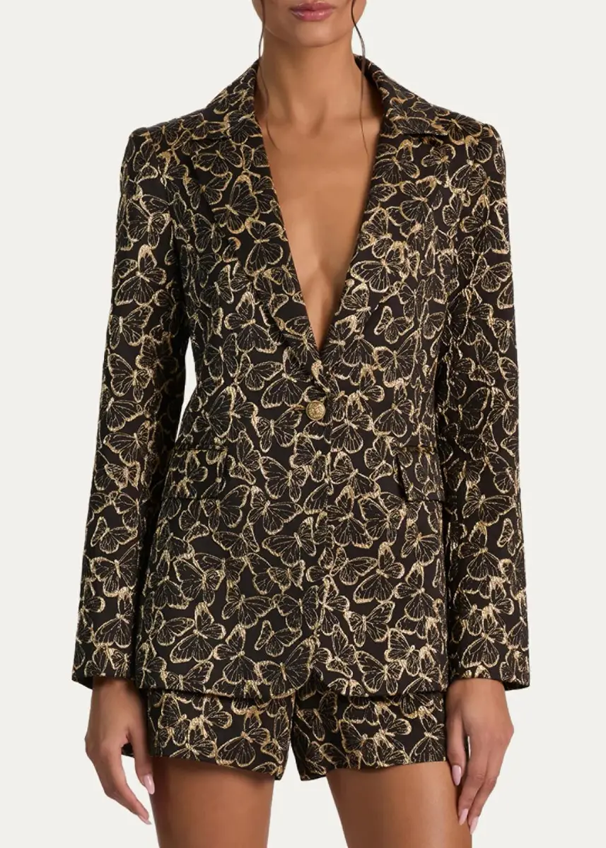 Alice + Olivia Macey Butterfly Jacquard Single-Breasted Blazer | Thumbnail 4 Alice + Olivia Macey Butterfly Jacquard Single-Breasted Blazer | Thumbnail 4