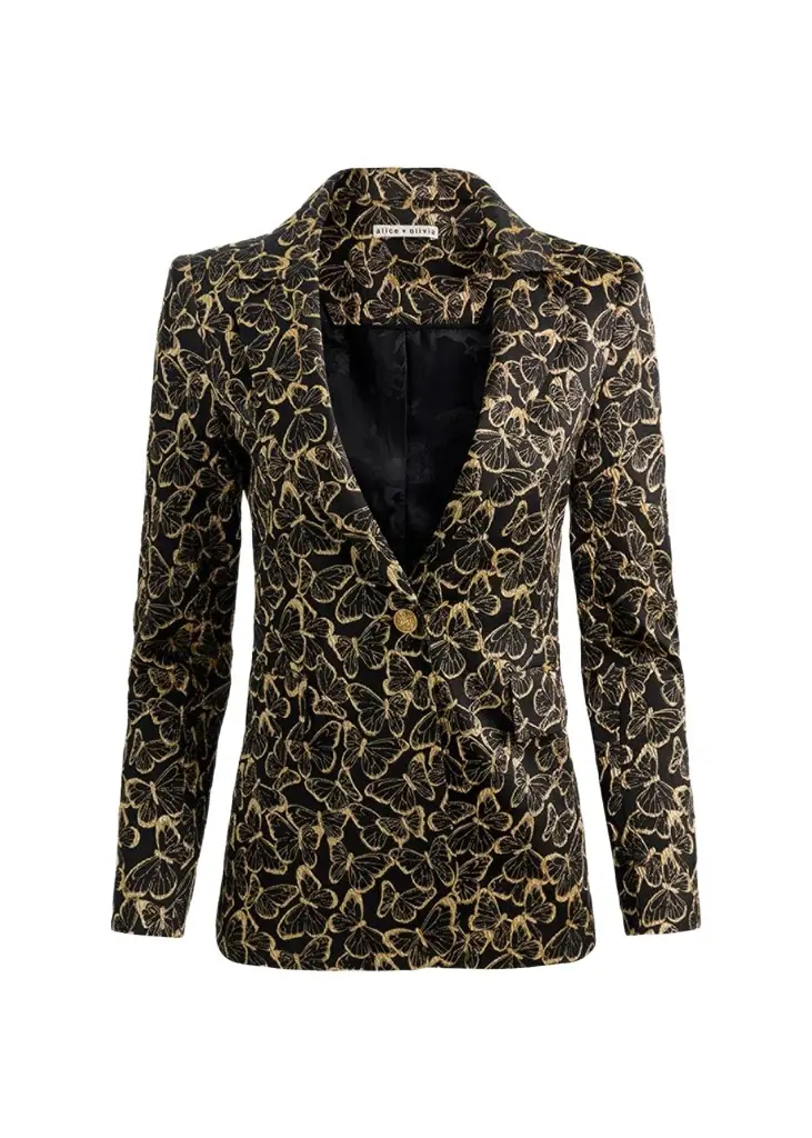 Macey Butterfly Jacquard Single-Breasted Blazer Macey Butterfly Jacquard Single-Breasted Blazer