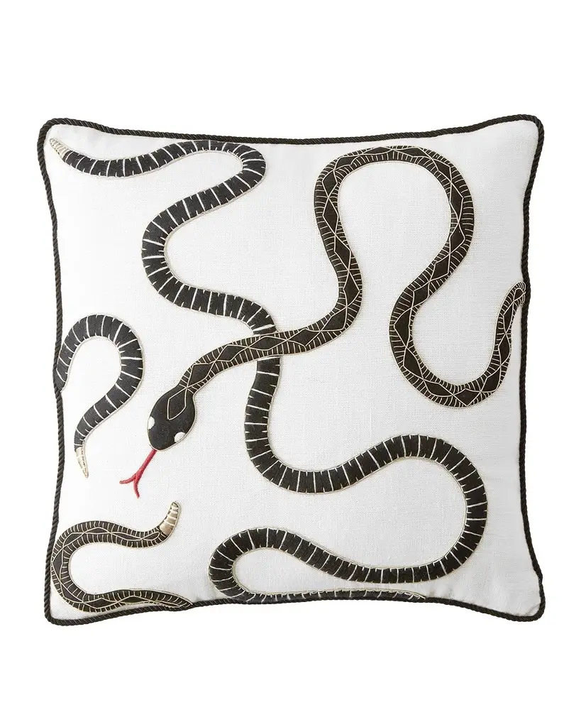 Jonathan Adler Eden Snake Pillow, 18"Sq.