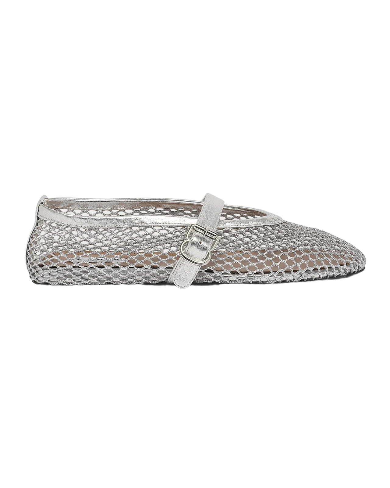 Alaïa Metallic Net Mary Jane Ballerina Flats