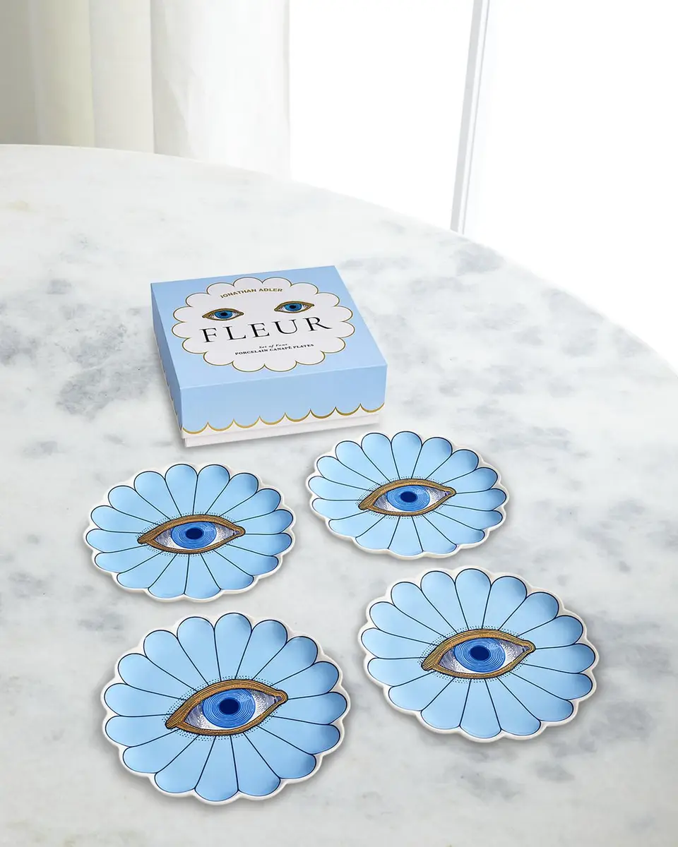 Jonathan Adler Fleur Canape Plates, Set of 4
