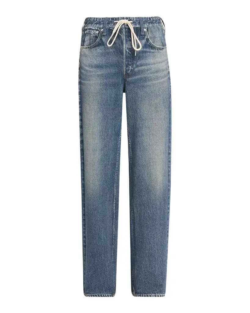 rb Miramar Terry Drawstring Wide-Leg Jeans rb Miramar Terry Drawstring Wide-Leg Jeans