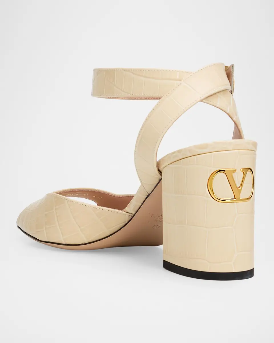 Valentino Garavani 75mm Fawcette Croc-Embossed Leather Sandals | Thumbnail 4 Valentino Garavani 75mm Fawcette Croc-Embossed Leather Sandals | Thumbnail 4