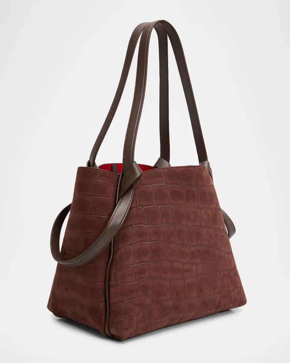 Christian Louboutin Bettina Small Croc-Embossed Suede Tote Bag | Thumbnail 3