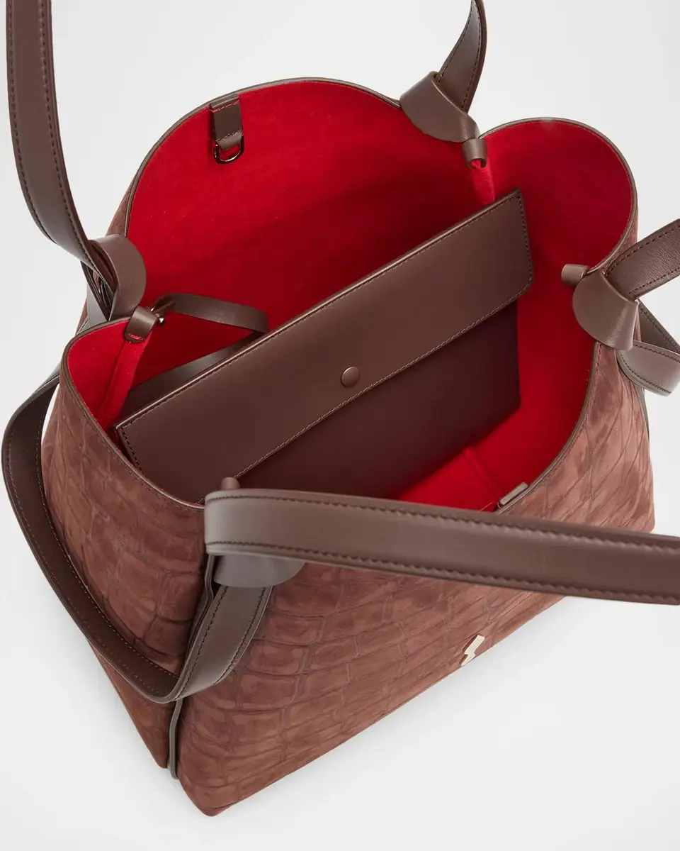 Christian Louboutin Bettina Small Croc-Embossed Suede Tote Bag | Thumbnail 4