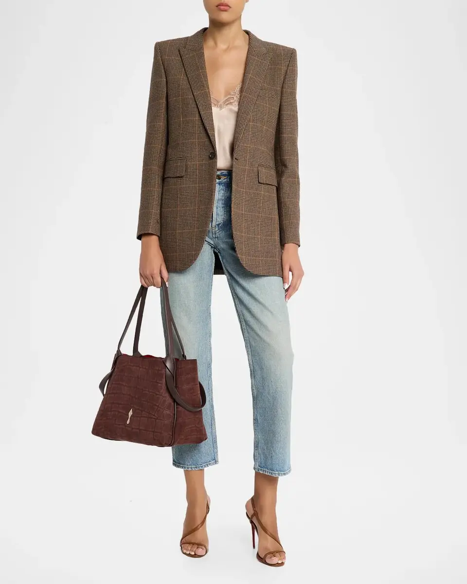 Christian Louboutin Bettina Small Croc-Embossed Suede Tote Bag | Thumbnail 5