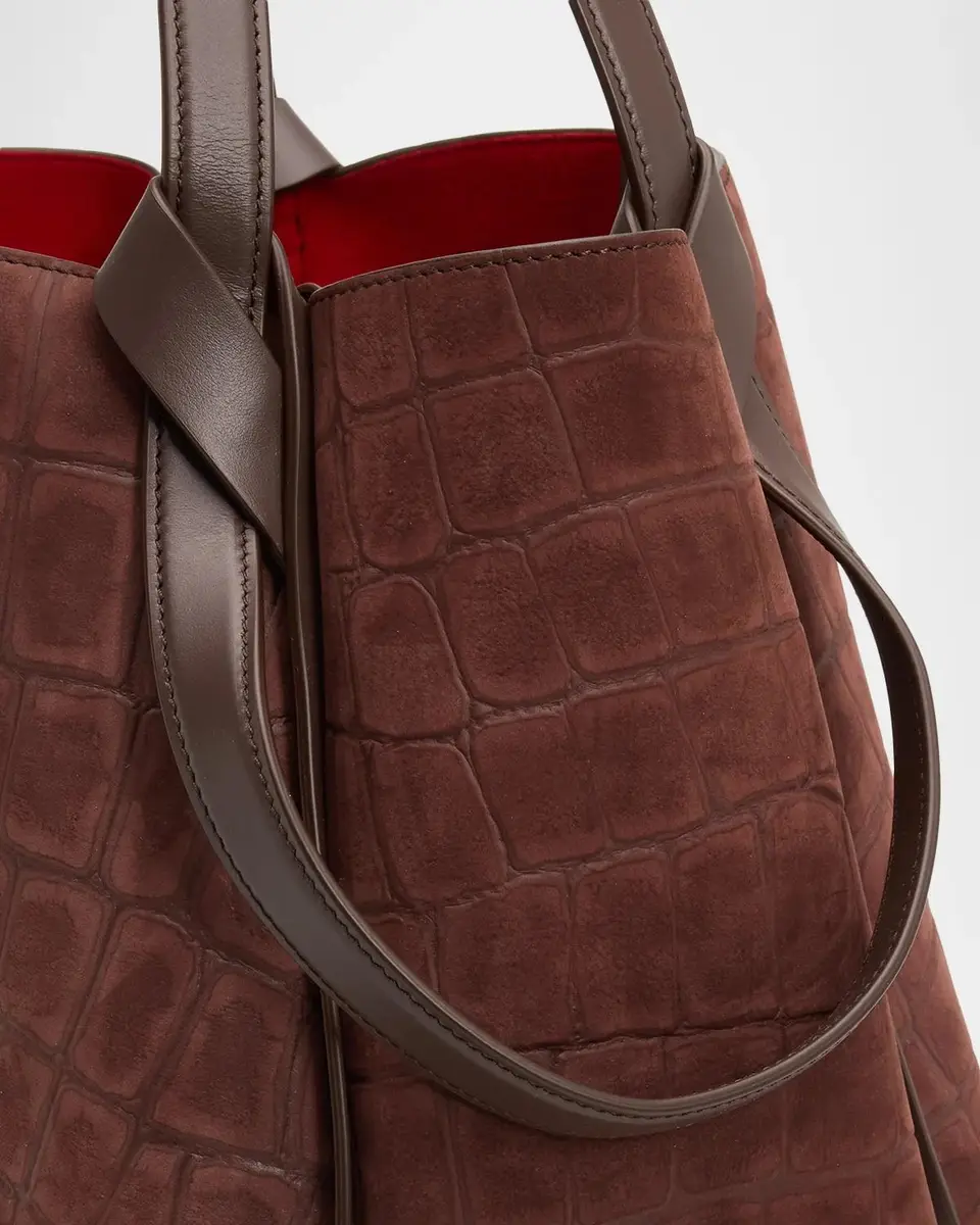 Christian Louboutin Bettina Small Croc-Embossed Suede Tote Bag | Thumbnail 6