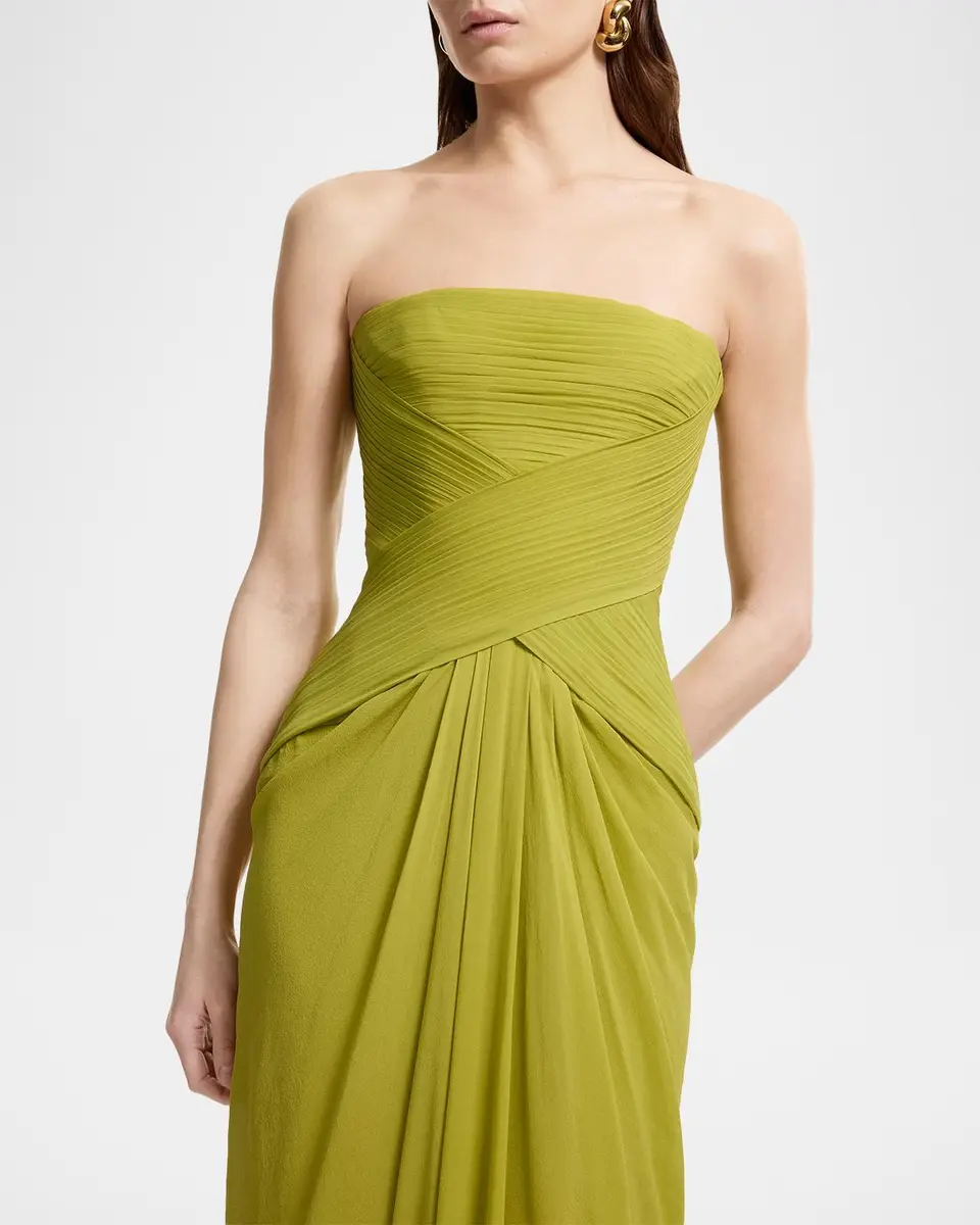 Elie Saab Strapless Crisscross Draped Silk Chiffon Gown With Neck Scarf | Thumbnail 5 Elie Saab Strapless Crisscross Draped Silk Chiffon Gown With Neck Scarf | Thumbnail 5
