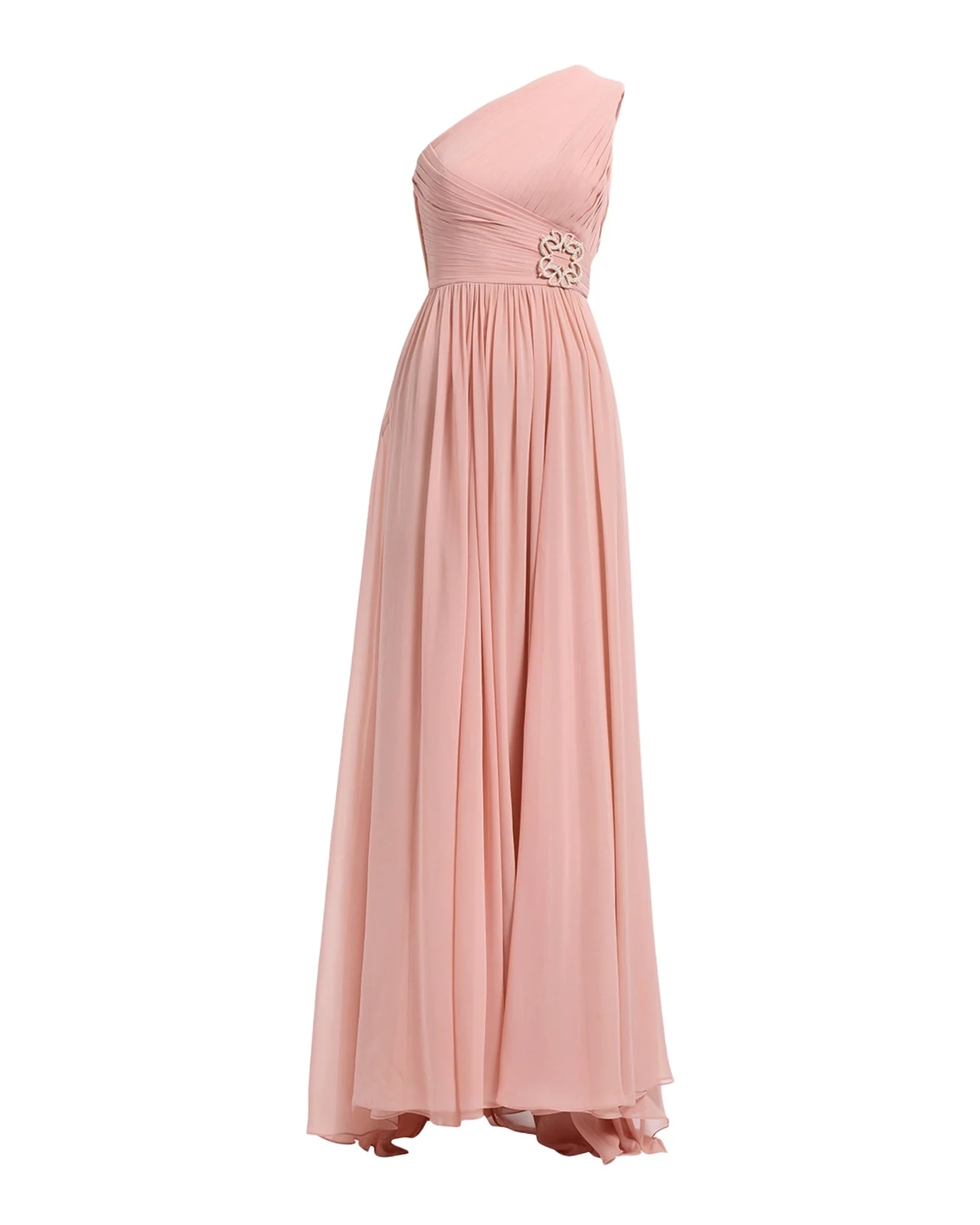 Elie Saab One-Shoulder Cape-Sleeve Chiffon Gown